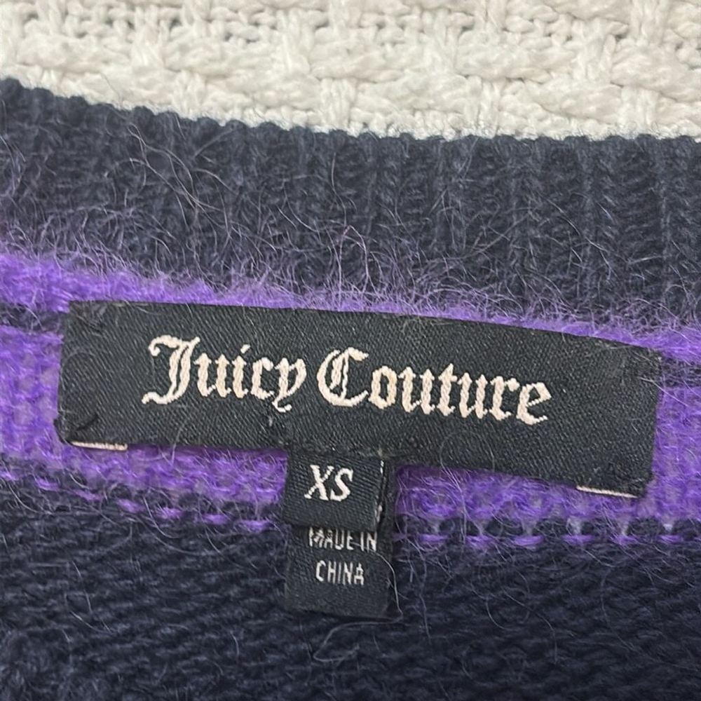 JUICY COUTURE vintage wool cashmere mohair sweater crystals black purple size XS - Picture 5 of 14